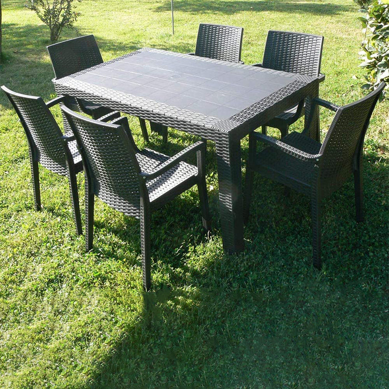 Tavolo da esterno in resina quadrato rettangolare per giardino e veranda