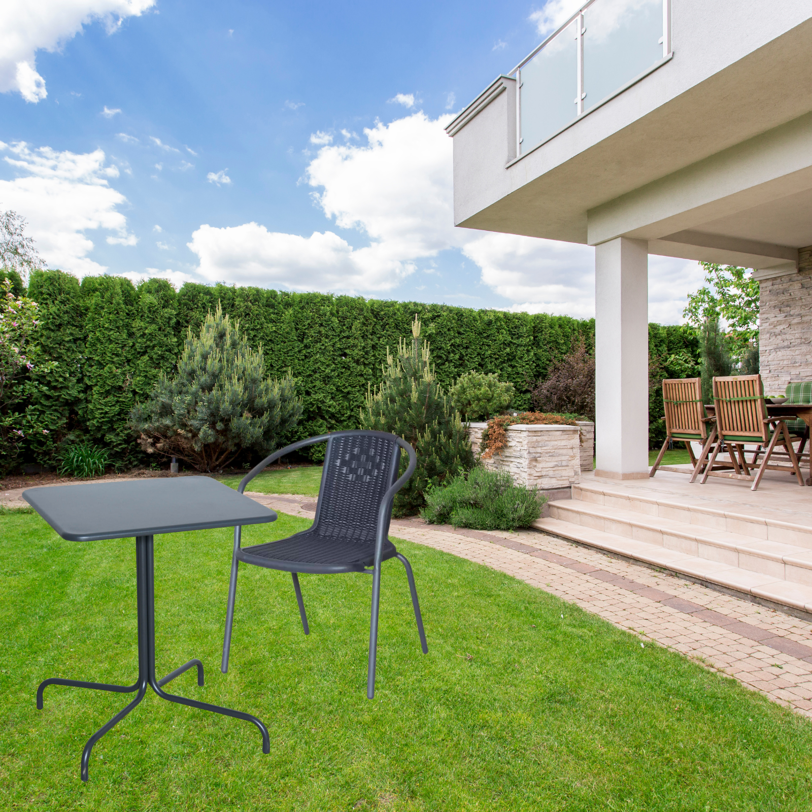 Tavolo da esterno Bistrot Street in acciaio quadrato per giardino l 60 cm