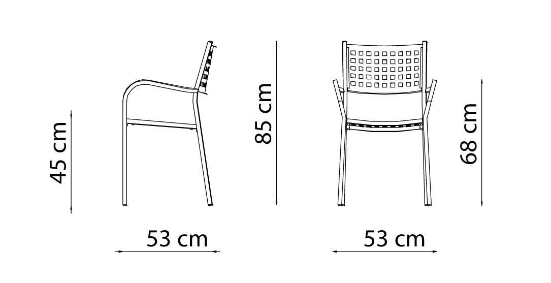 Set 4pz Poltrona in metallo sedia Alice con braccioli impilabile da giardino Vermobil