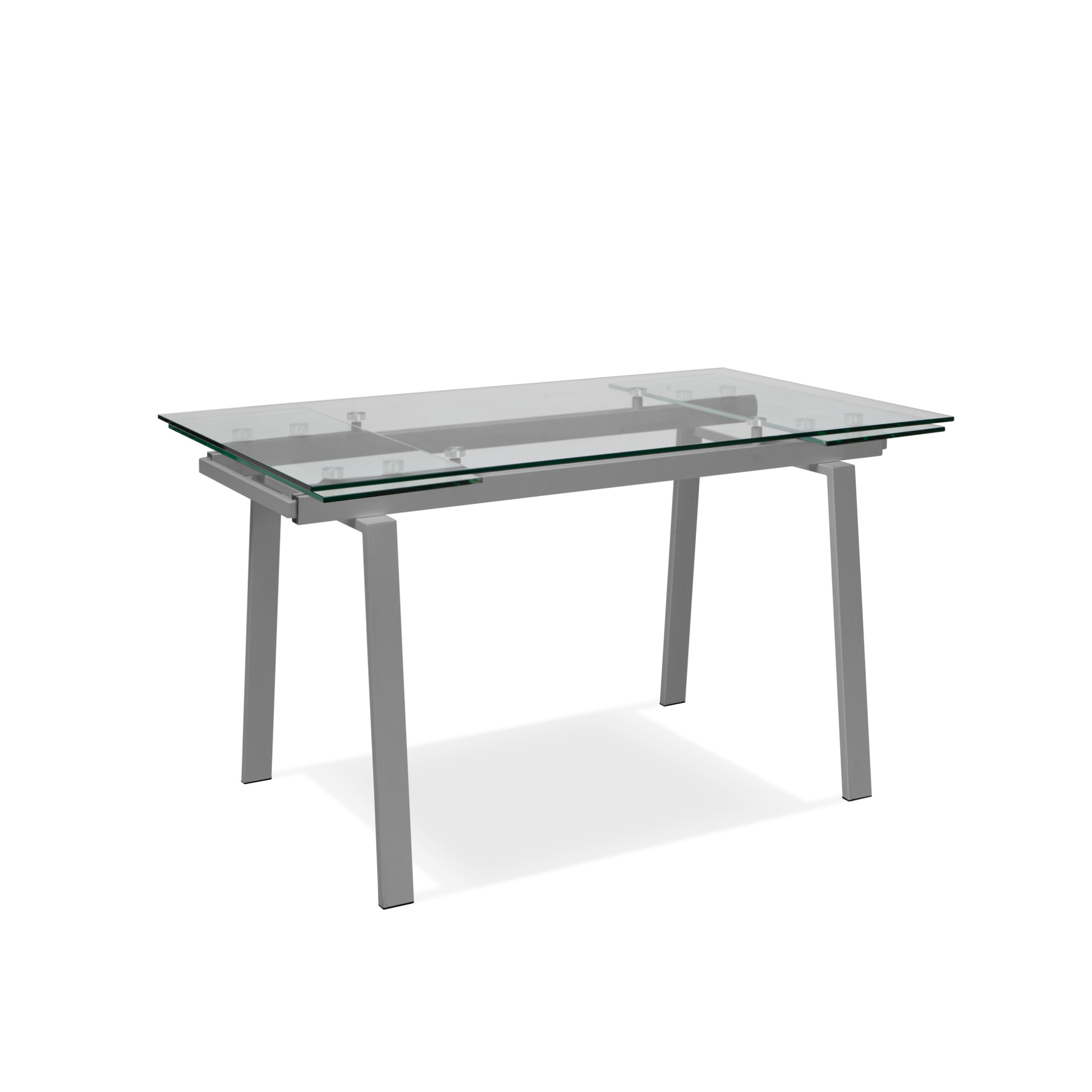 Table extensible en verre trempé pieds métal Tommy 140/200x80 cm 76h