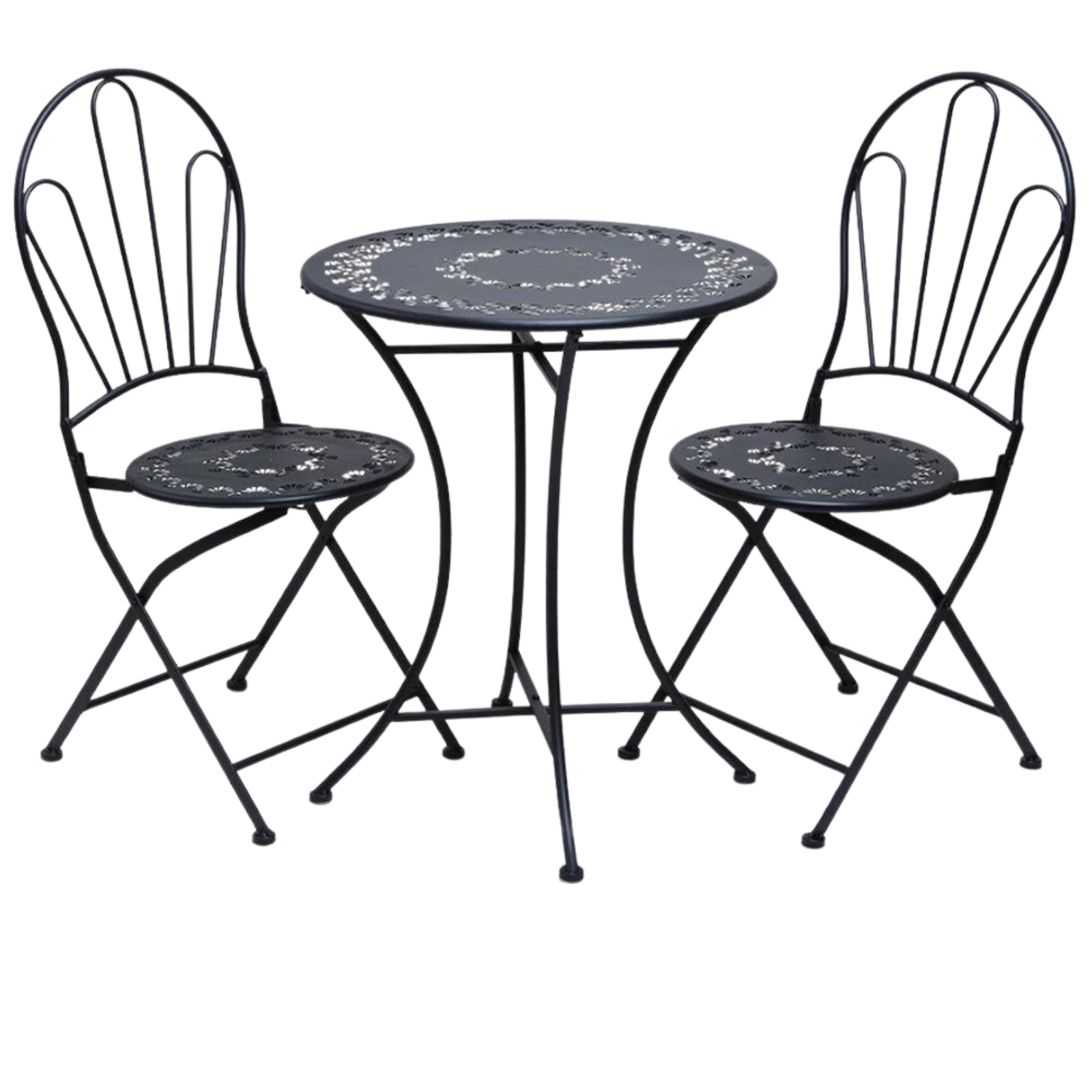 Set Bistrò da giardino in metallo con tavolo e sedie pieghevoli h72 cm