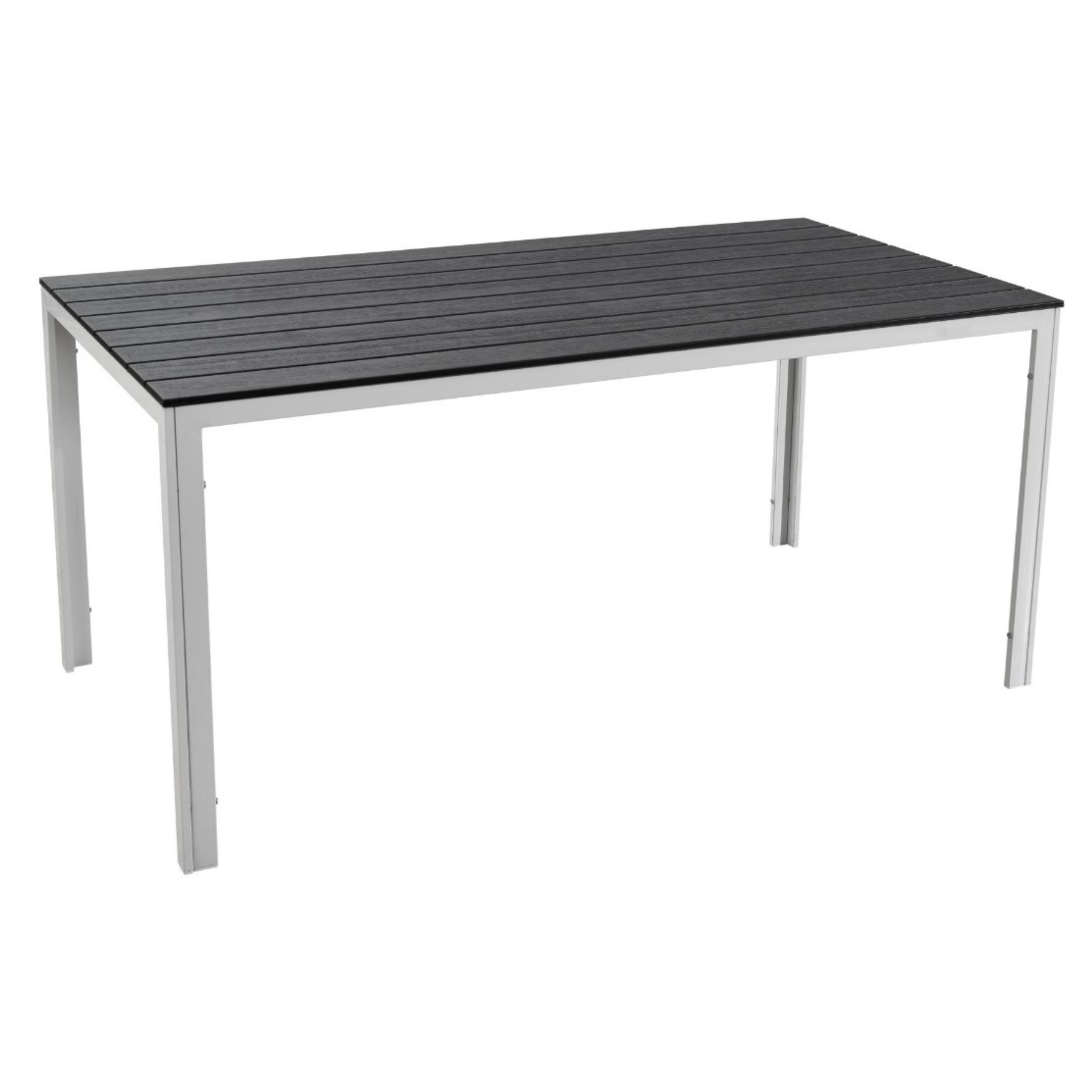 Tavolo da pranzo per esterno in metallo effetto legno 6 posti 156x78 h74cm