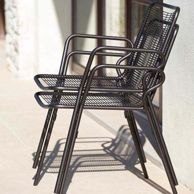 Set 4pz Poltrona in metallo Roma sedia impilabile da giardino Vermobil